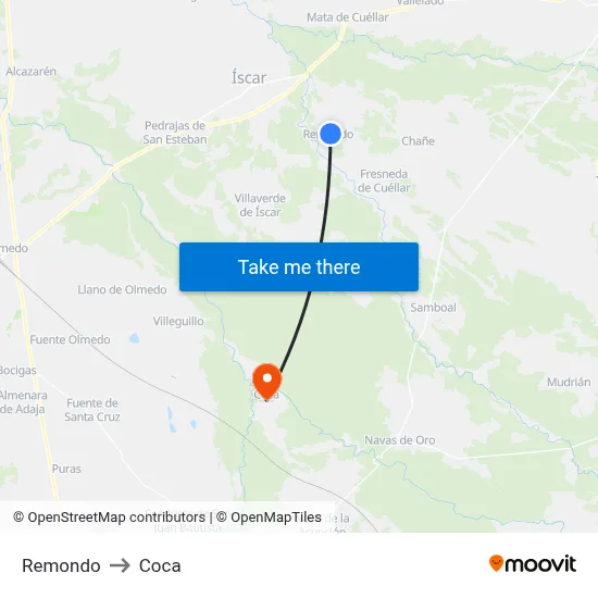 Remondo to Coca map