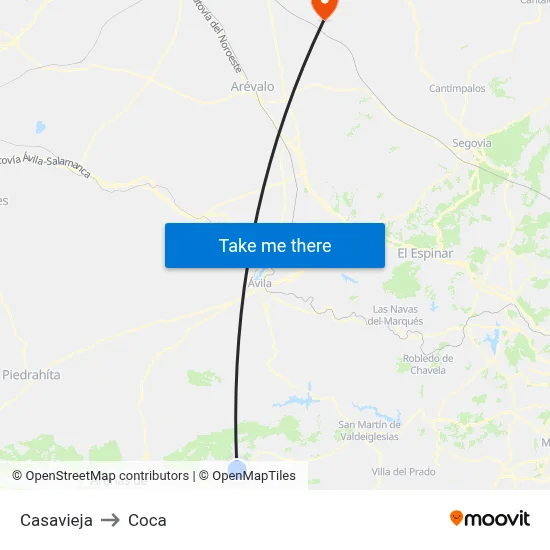 Casavieja to Coca map
