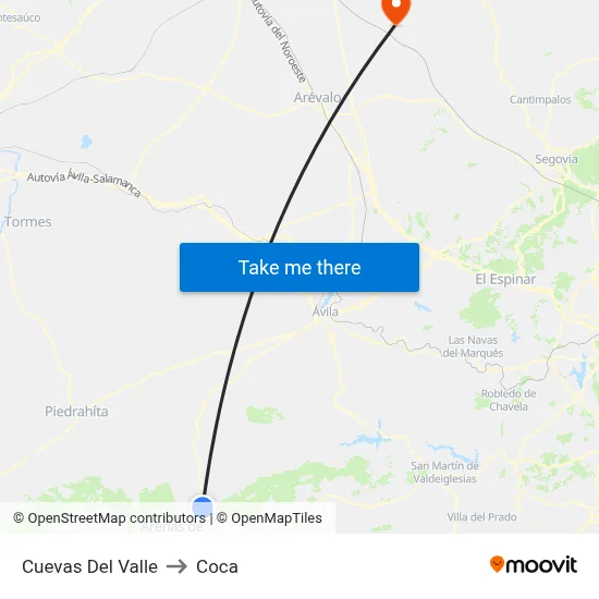 Cuevas Del Valle to Coca map