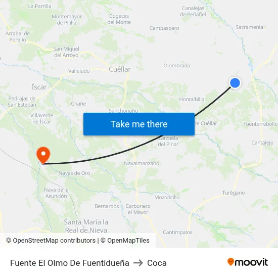 Fuente El Olmo De Fuentidueña to Coca map