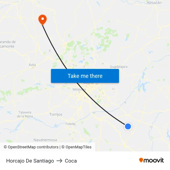 Horcajo De Santiago to Coca map