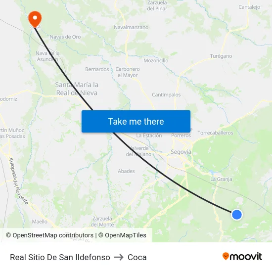 Real Sitio De San Ildefonso to Coca map