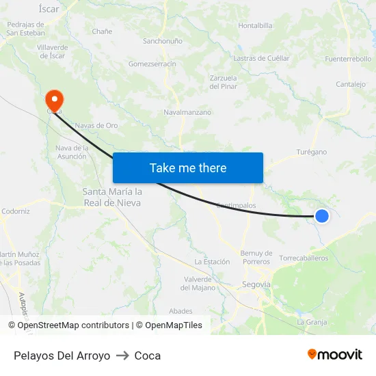 Pelayos Del Arroyo to Coca map