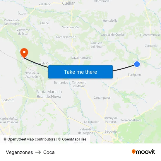 Veganzones to Coca map