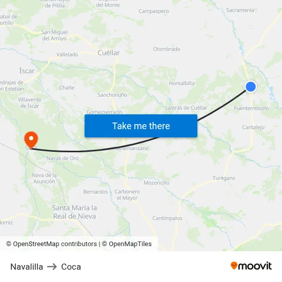Navalilla to Coca map