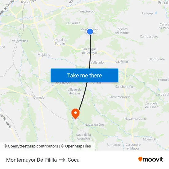 Montemayor De Pililla to Coca map