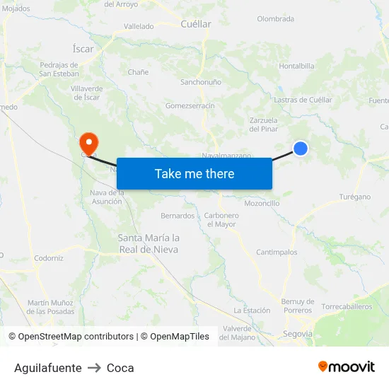 Aguilafuente to Coca map