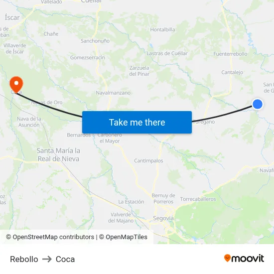 Rebollo to Coca map