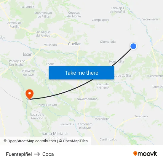 Fuentepiñel to Coca map