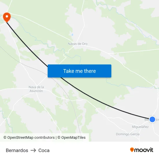 Bernardos to Coca map