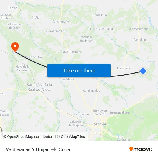 Valdevacas Y Guijar to Coca map