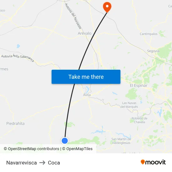 Navarrevisca to Coca map