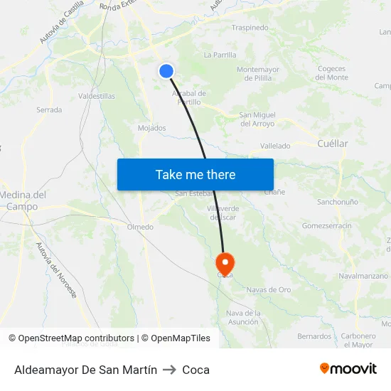 Aldeamayor De San Martín to Coca map