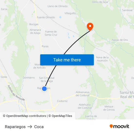 Rapariegos to Coca map
