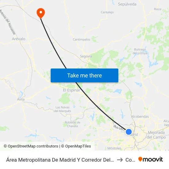 Área Metropolitana De Madrid Y Corredor Del Henares to Coca map