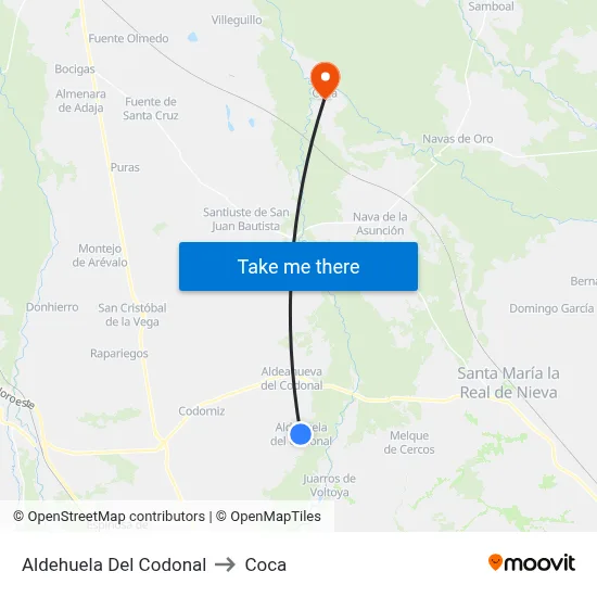 Aldehuela Del Codonal to Coca map