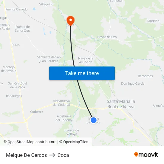 Melque De Cercos to Coca map