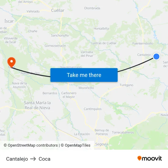 Cantalejo to Coca map