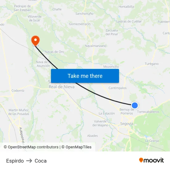Espirdo to Coca map