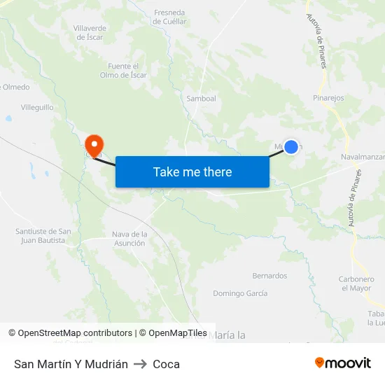 San Martín Y Mudrián to Coca map