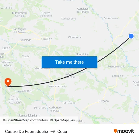 Castro De Fuentidueña to Coca map