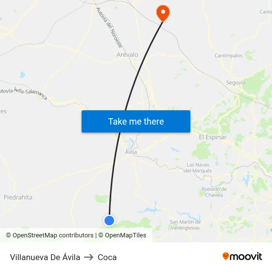 Villanueva De Ávila to Coca map