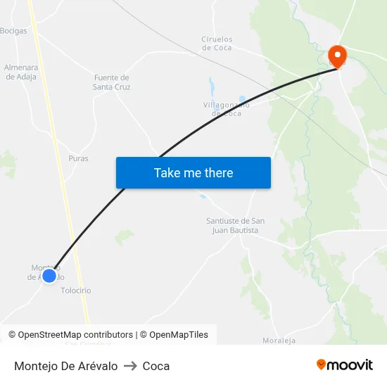 Montejo De Arévalo to Coca map