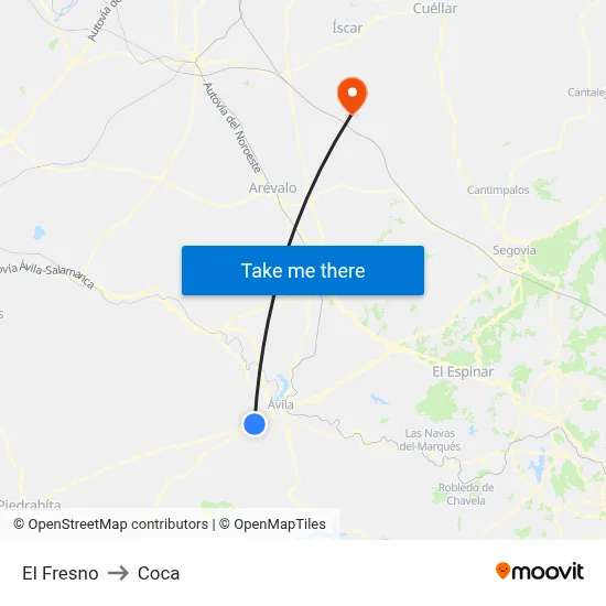 El Fresno to Coca map