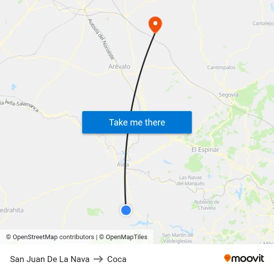 San Juan De La Nava to Coca map