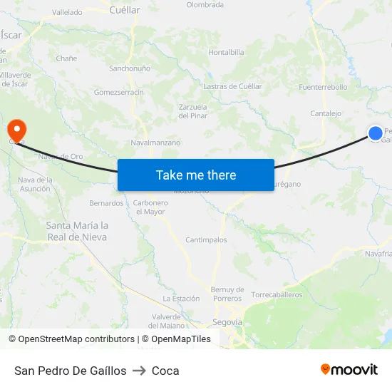 San Pedro De Gaíllos to Coca map