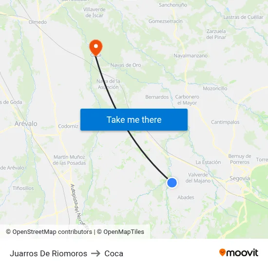 Juarros De Riomoros to Coca map