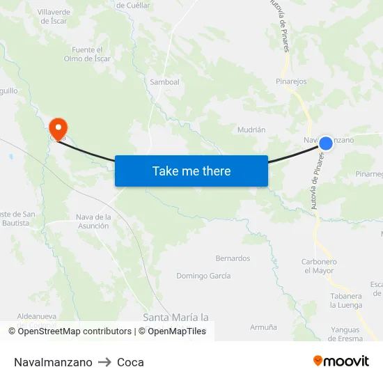 Navalmanzano to Coca map