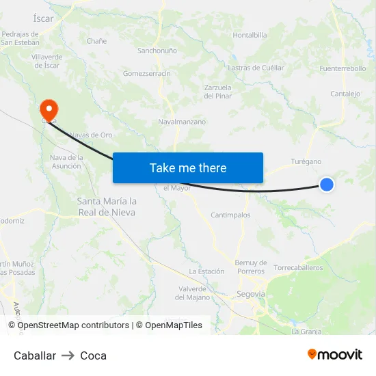 Caballar to Coca map