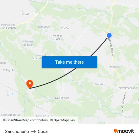 Sanchonuño to Coca map
