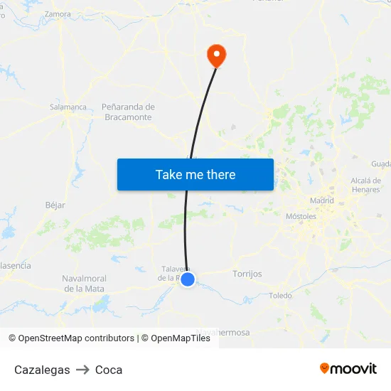 Cazalegas to Coca map