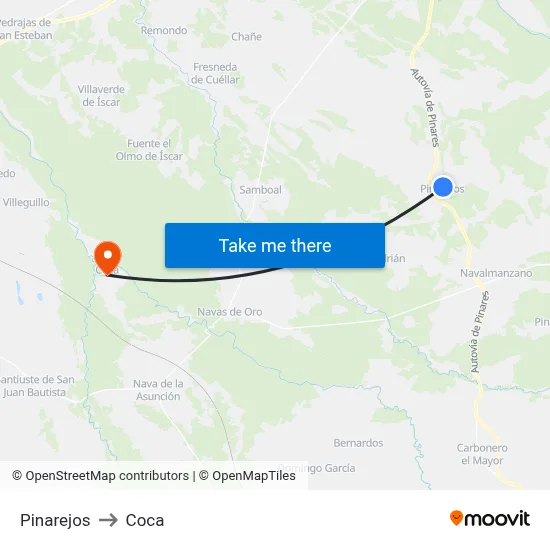 Pinarejos to Coca map