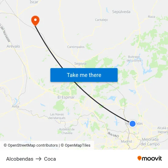 Alcobendas to Coca map