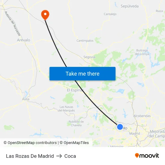 Las Rozas De Madrid to Coca map