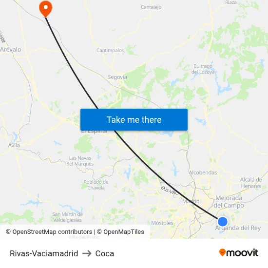 Rivas-Vaciamadrid to Coca map