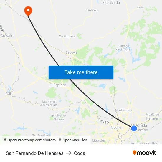 San Fernando De Henares to Coca map