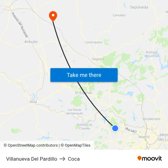 Villanueva Del Pardillo to Coca map
