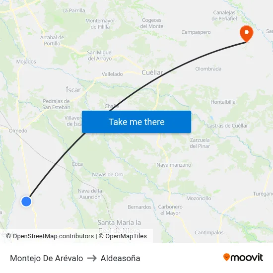 Montejo De Arévalo to Aldeasoña map