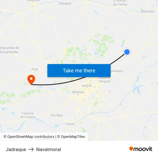 Jadraque to Navalmoral map