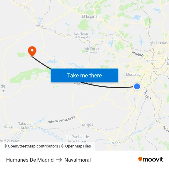 Humanes De Madrid to Navalmoral map