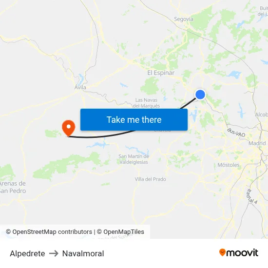 Alpedrete to Navalmoral map