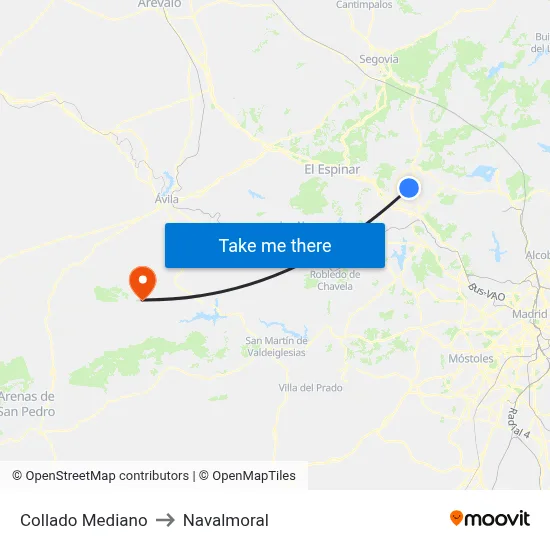 Collado Mediano to Navalmoral map