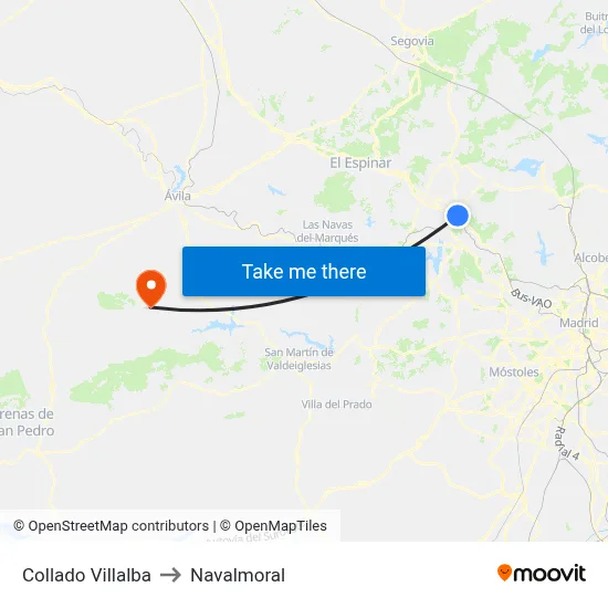 Collado Villalba to Navalmoral map