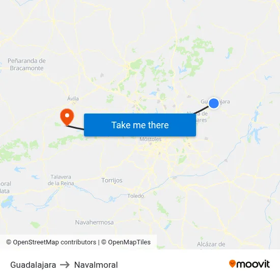 Guadalajara to Navalmoral map