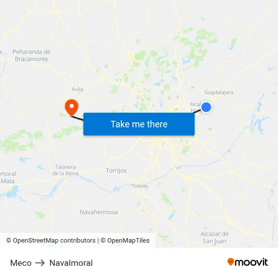 Meco to Navalmoral map