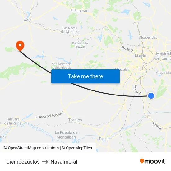 Ciempozuelos to Navalmoral map